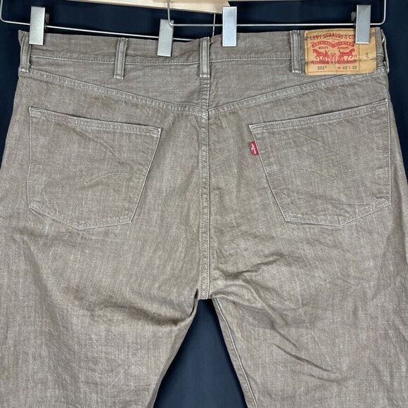 Levis 501 Red Tab Straight Leg Button Fly White Oak Cone Denim Jean Pants 40x30 - Picture 6 of 7